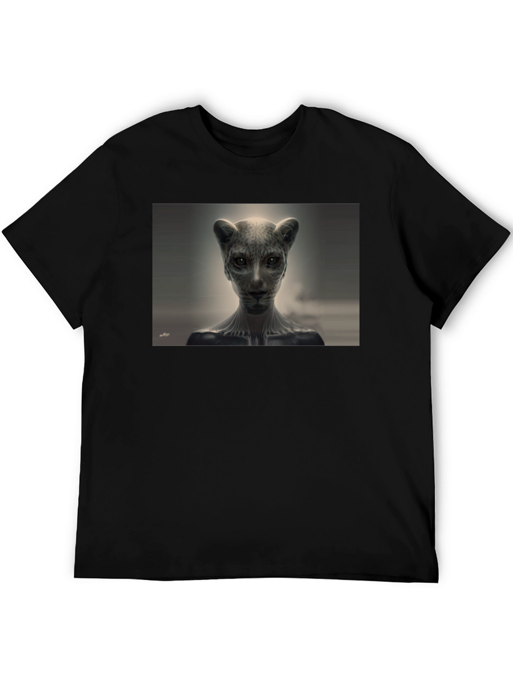 Abstract Feline Graphic Tee - Black