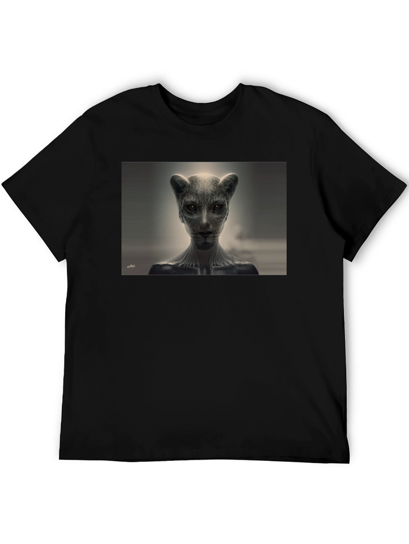 Abstract Feline Graphic Tee - Black
