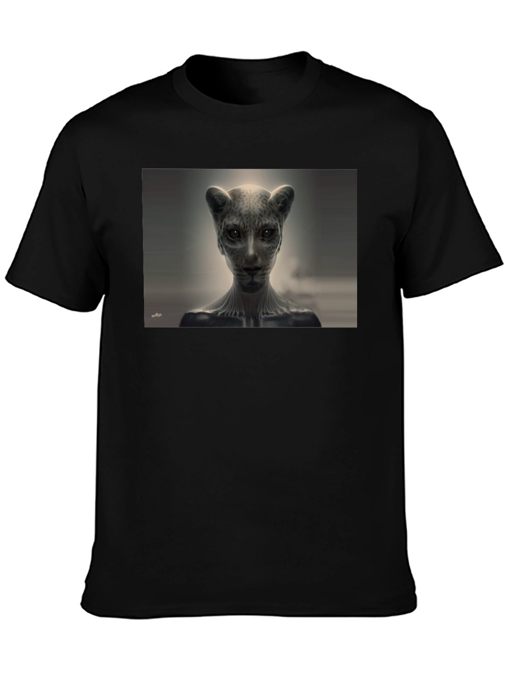 Abstract Feline Graphic Tee - Black