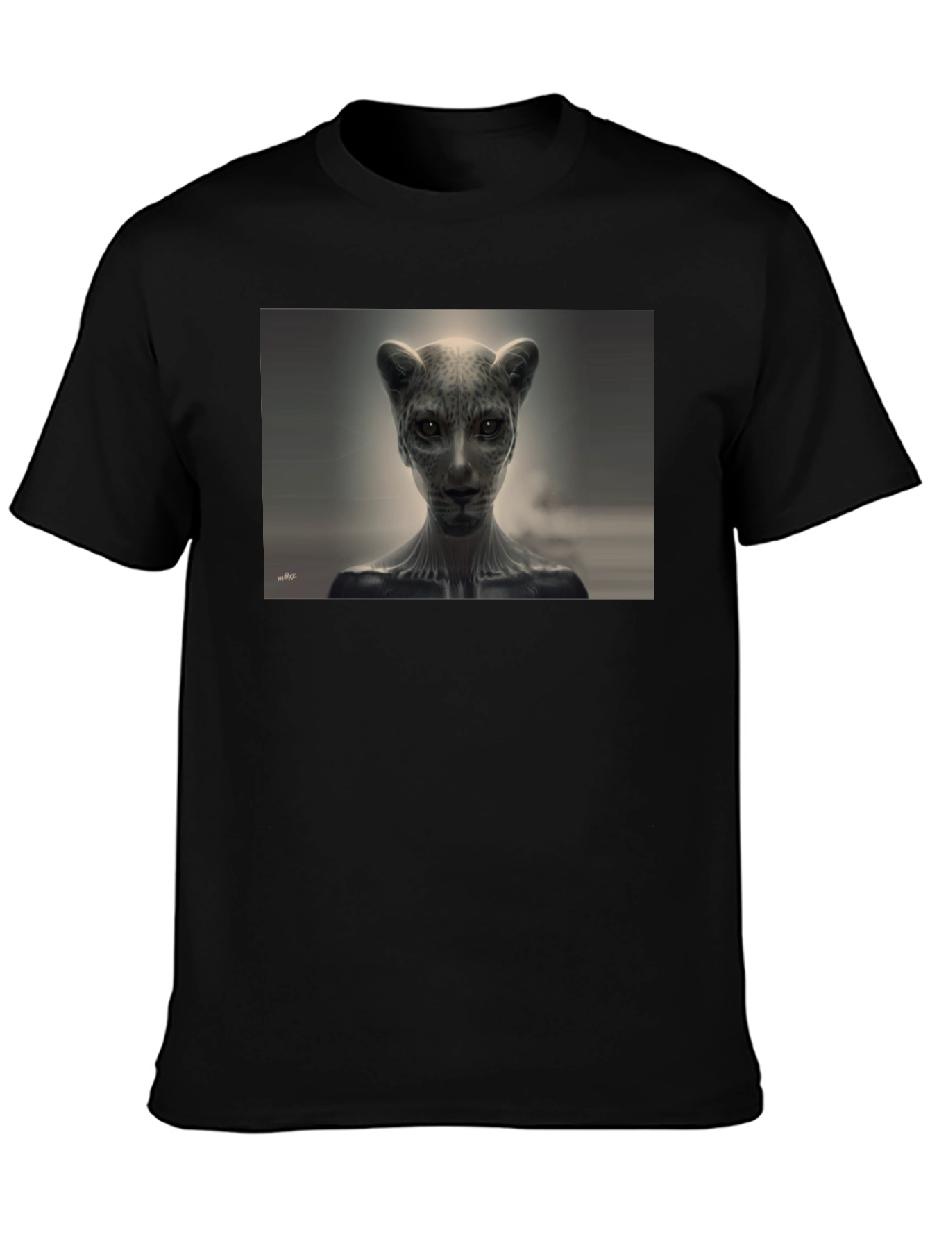 Abstract Feline Graphic Tee - Black