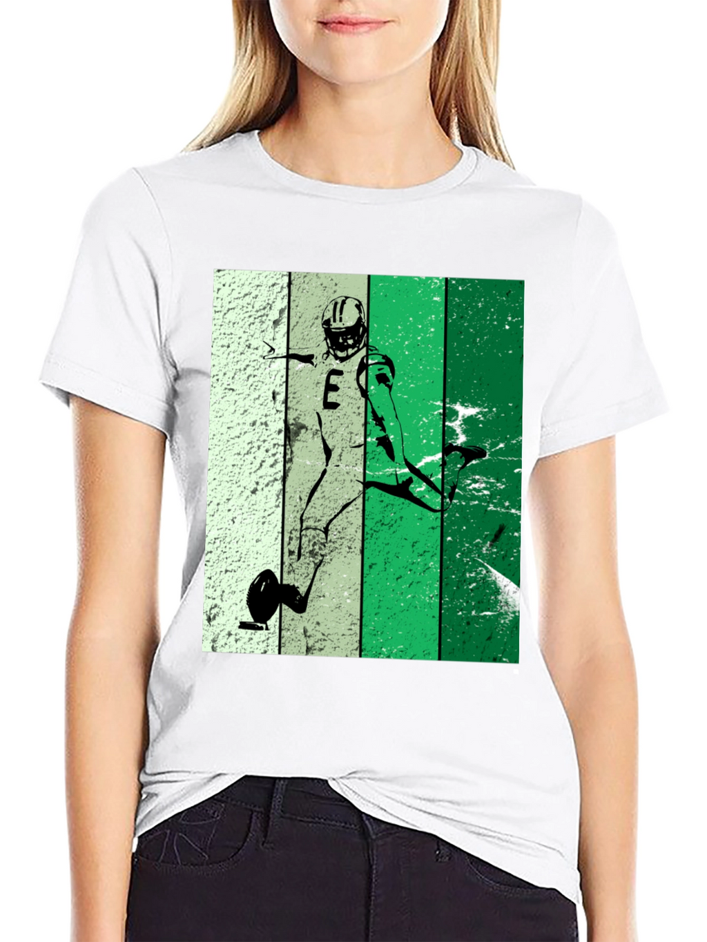 Retro Football Kicker Graphic Tee - Black