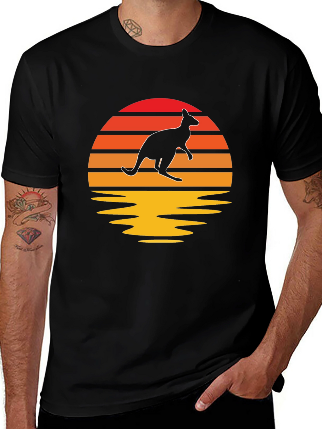 Kangaroo Sunset Graphic T-Shirt