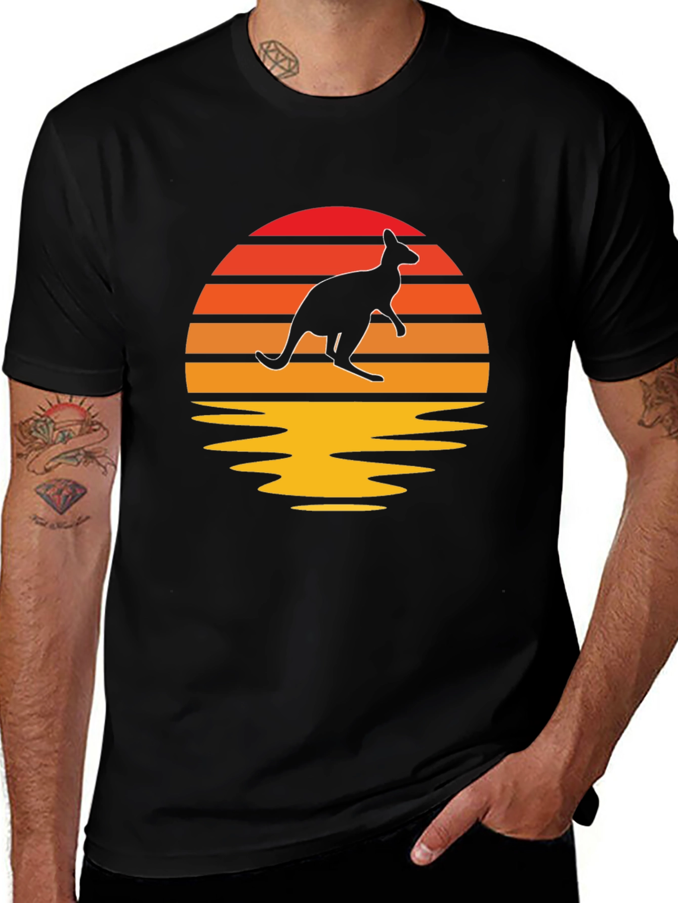 Kangaroo Sunset Graphic T-Shirt