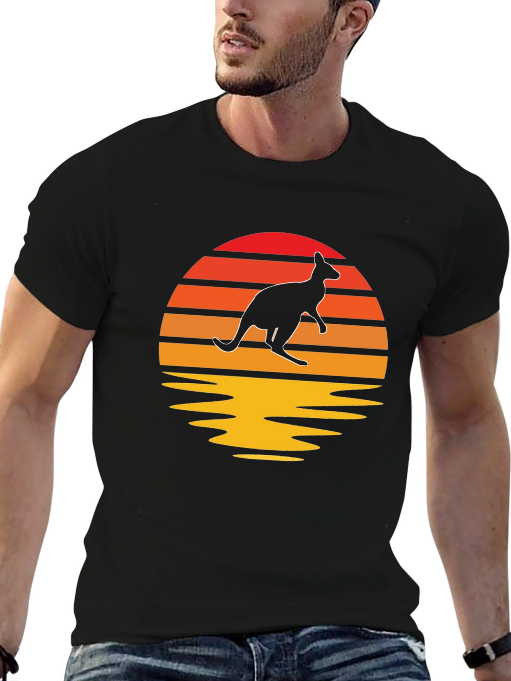Kangaroo Sunset Graphic T-Shirt