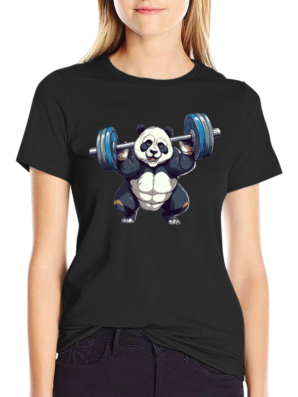 Weightlifting Panda T-Shirt - Black Cotton Tee