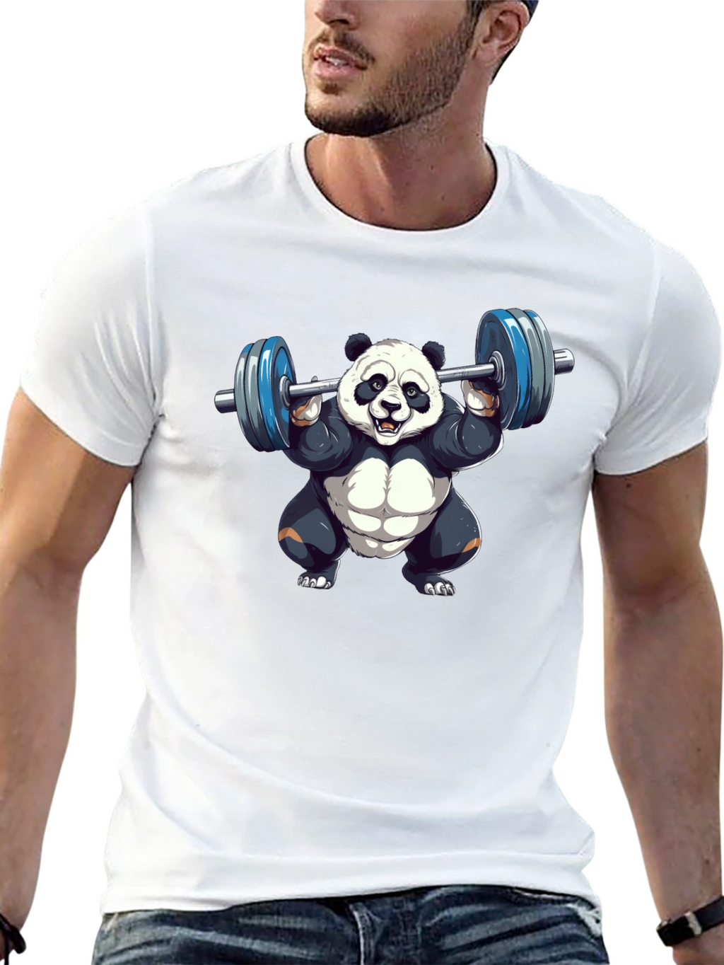 Weightlifting Panda T-Shirt - Black Cotton Tee