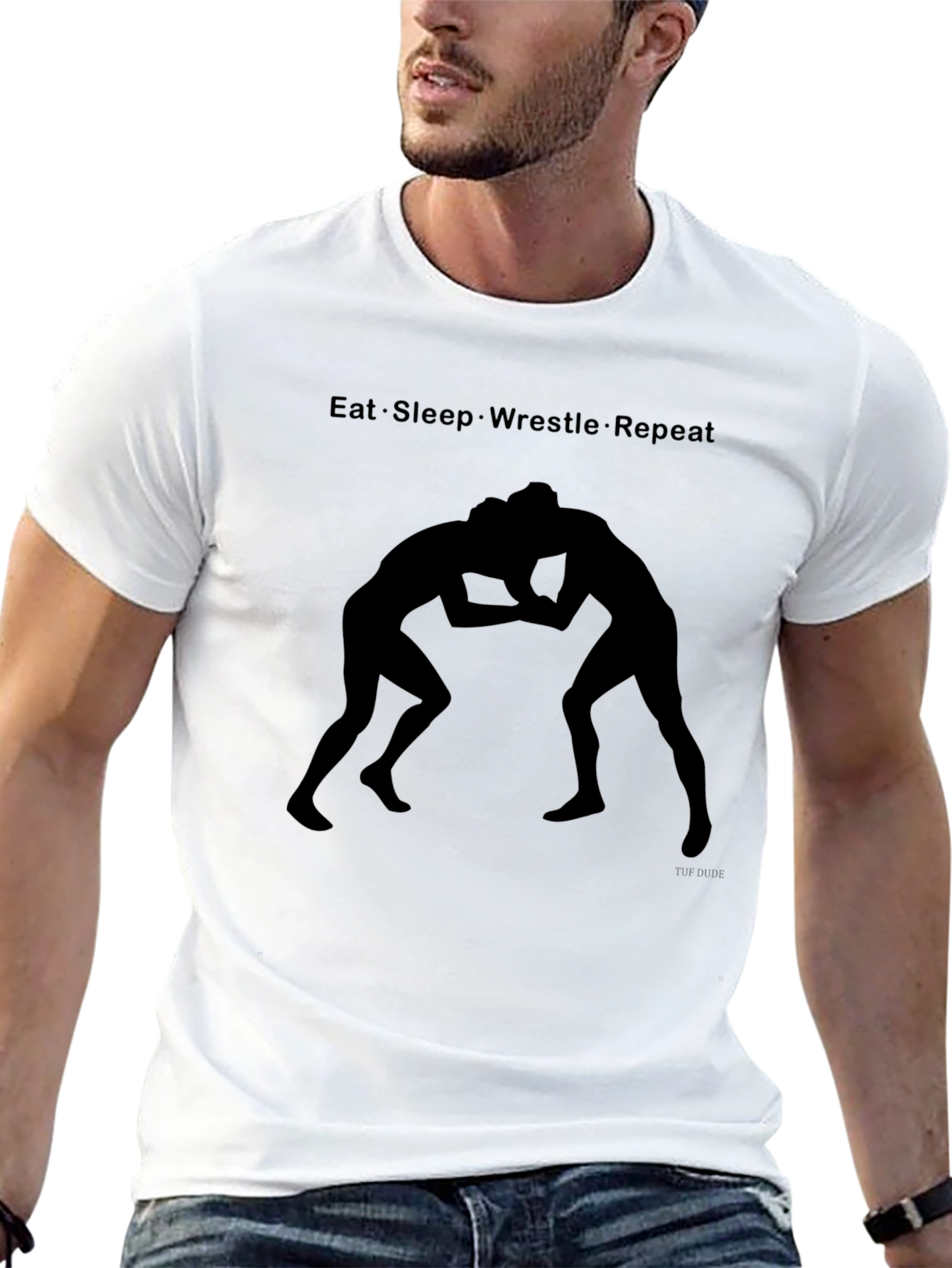 Eat Sleep Wrestle Repeat Black T-Shirt