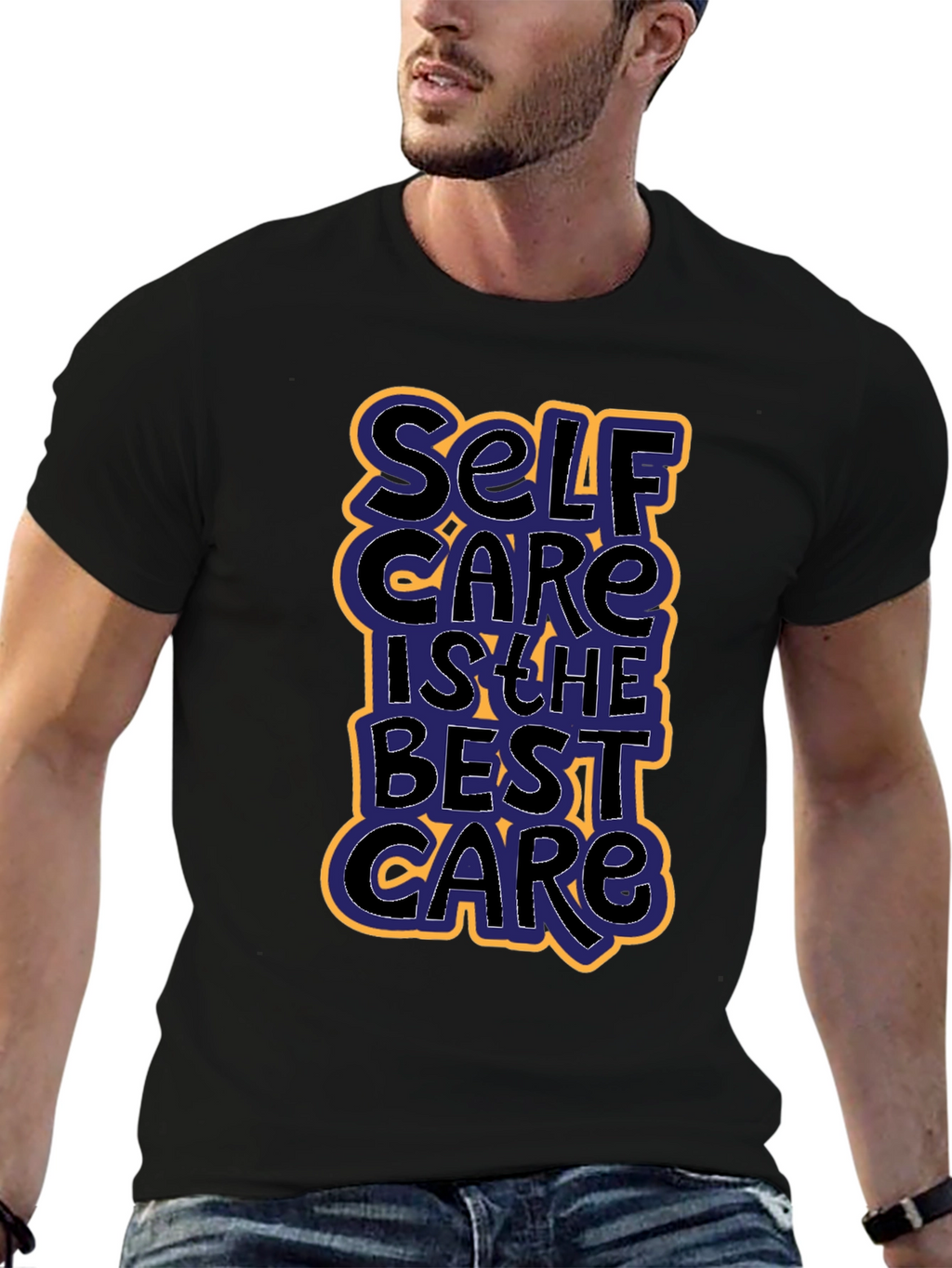 Self Care Graphic Tee - Black Cotton T-Shirt
