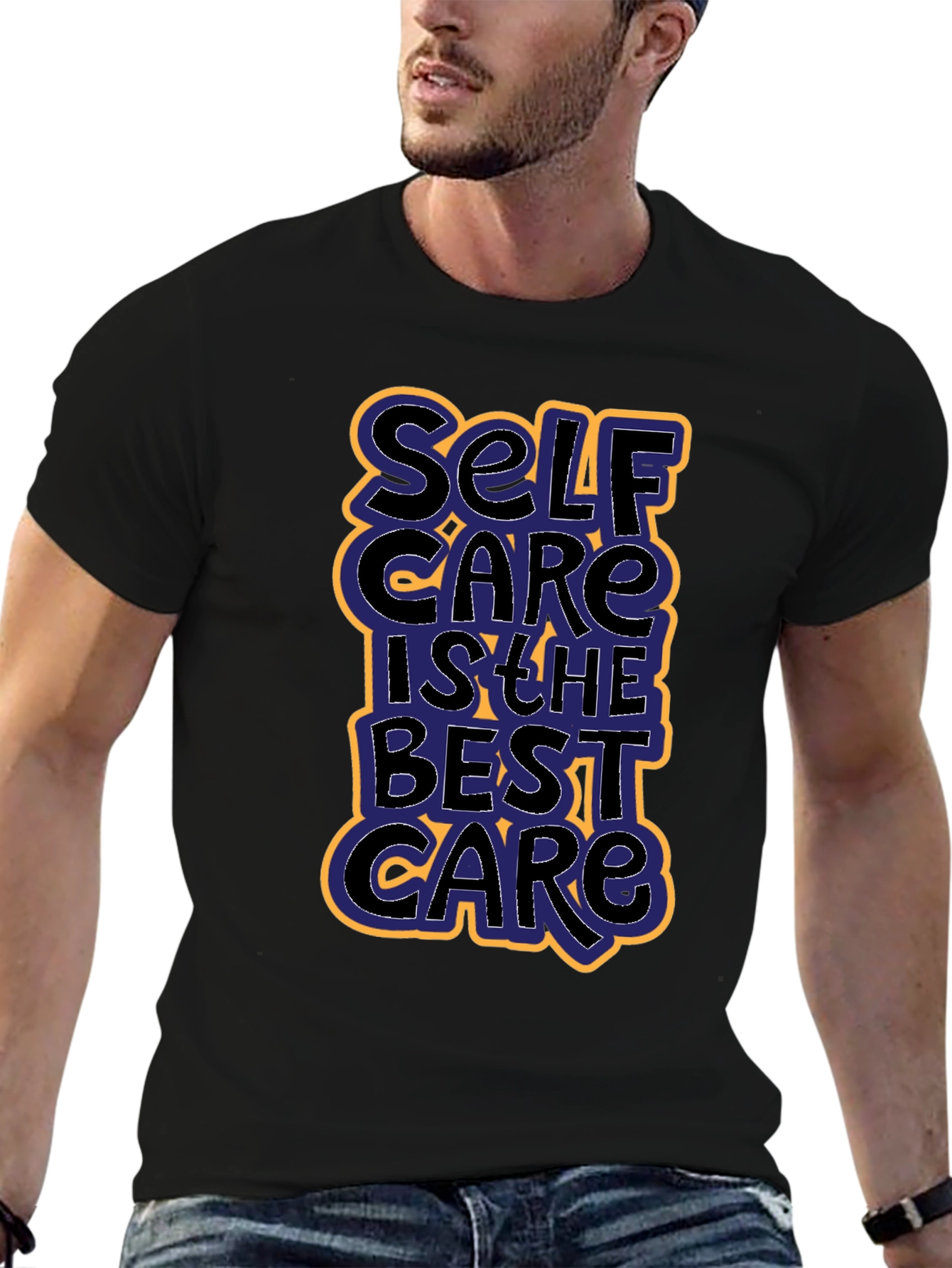 Self Care Graphic Tee - Black Cotton T-Shirt