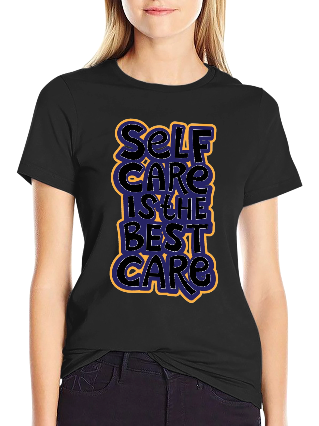 Self Care Graphic Tee - Black Cotton T-Shirt