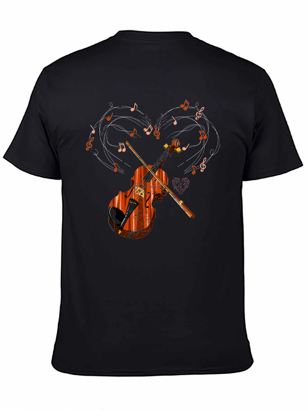 Violin Music Heart Graphic T-Shirt