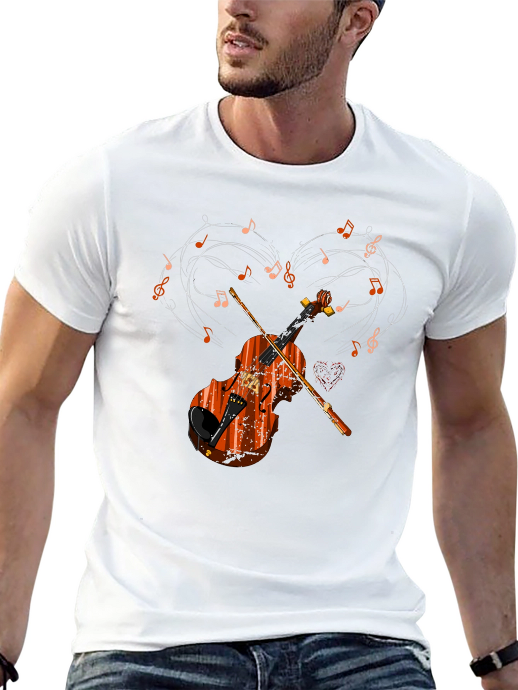 Violin Music Heart Graphic T-Shirt