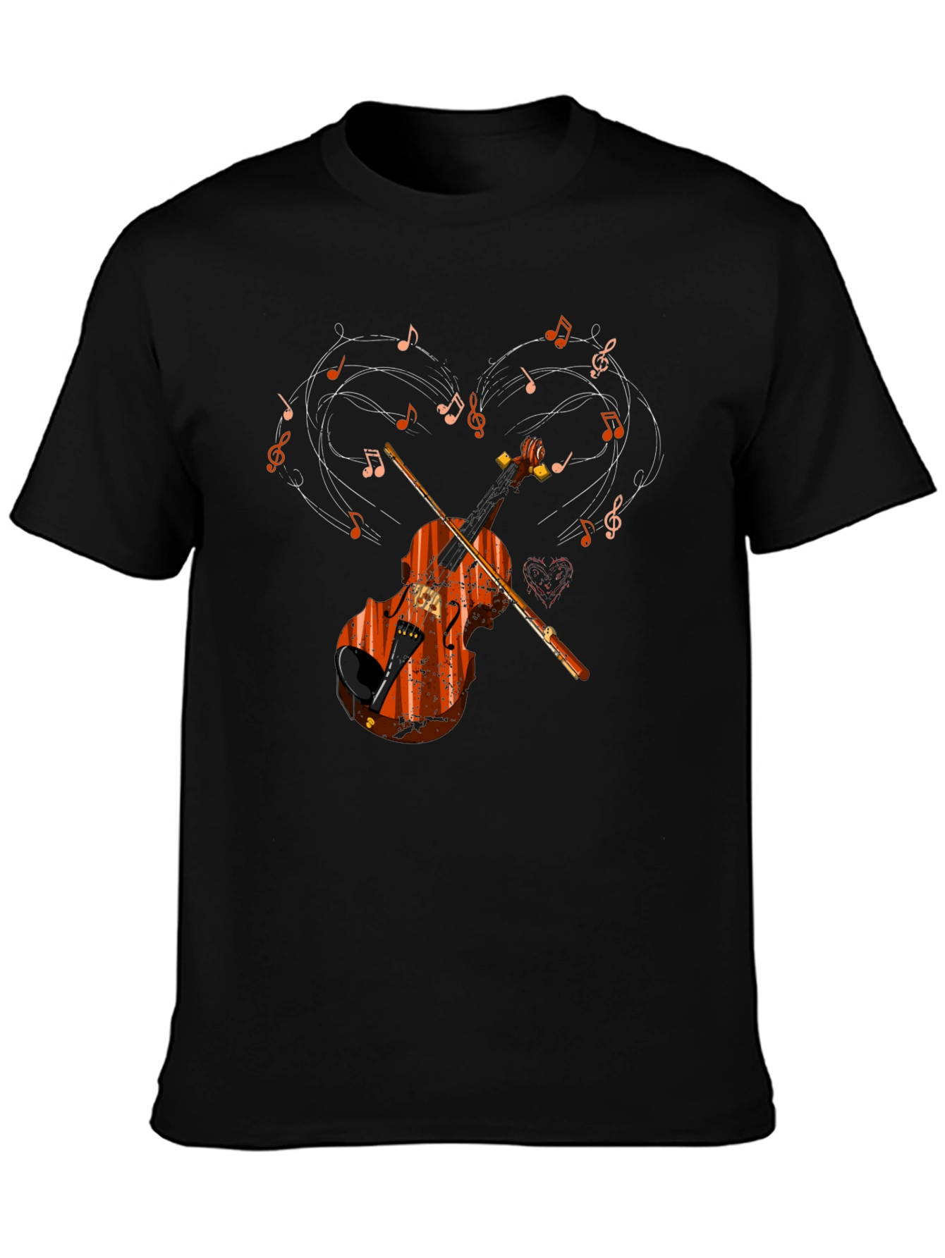 Violin Music Heart Graphic T-Shirt