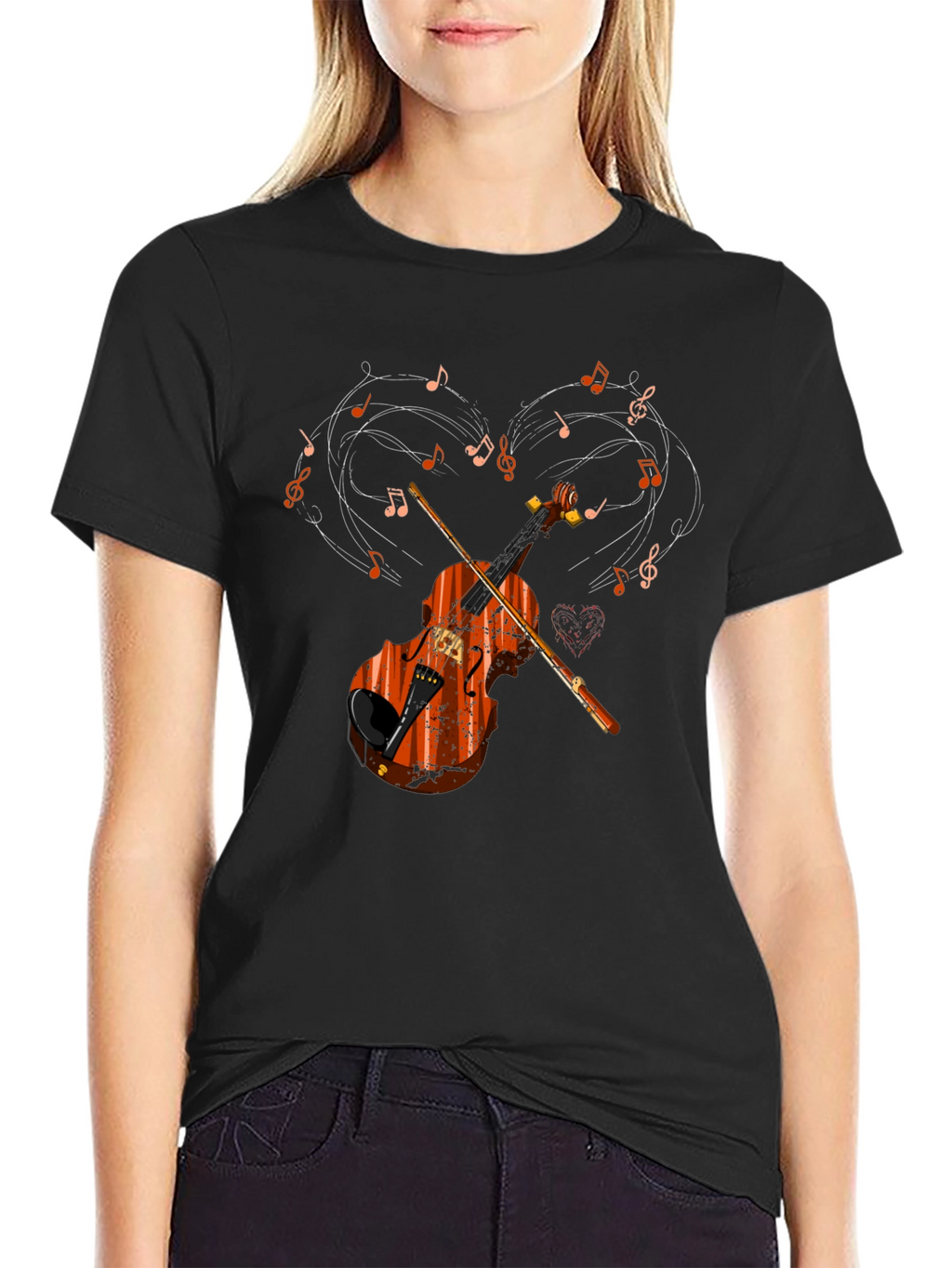 Violin Music Heart Graphic T-Shirt