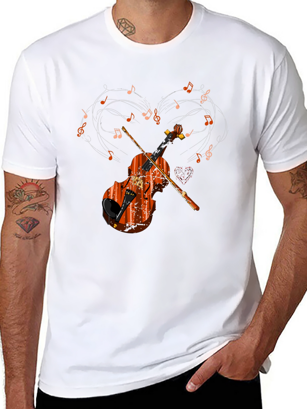 Violin Music Heart Graphic T-Shirt