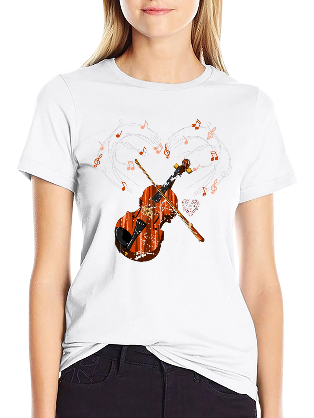 Violin Music Heart Graphic T-Shirt