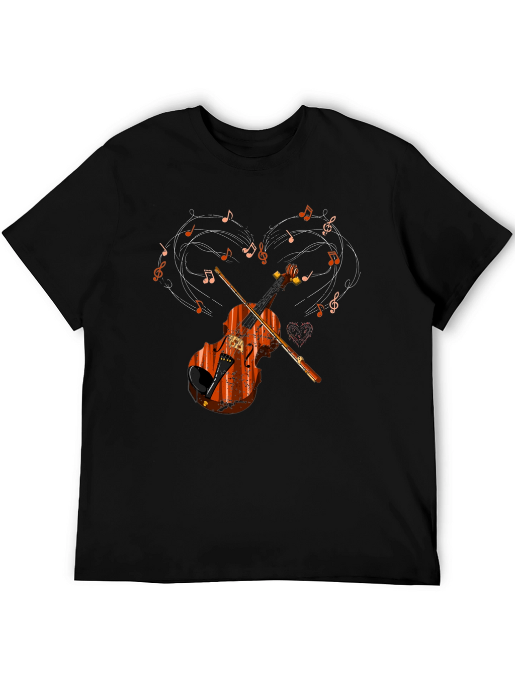 Violin Music Heart Graphic T-Shirt