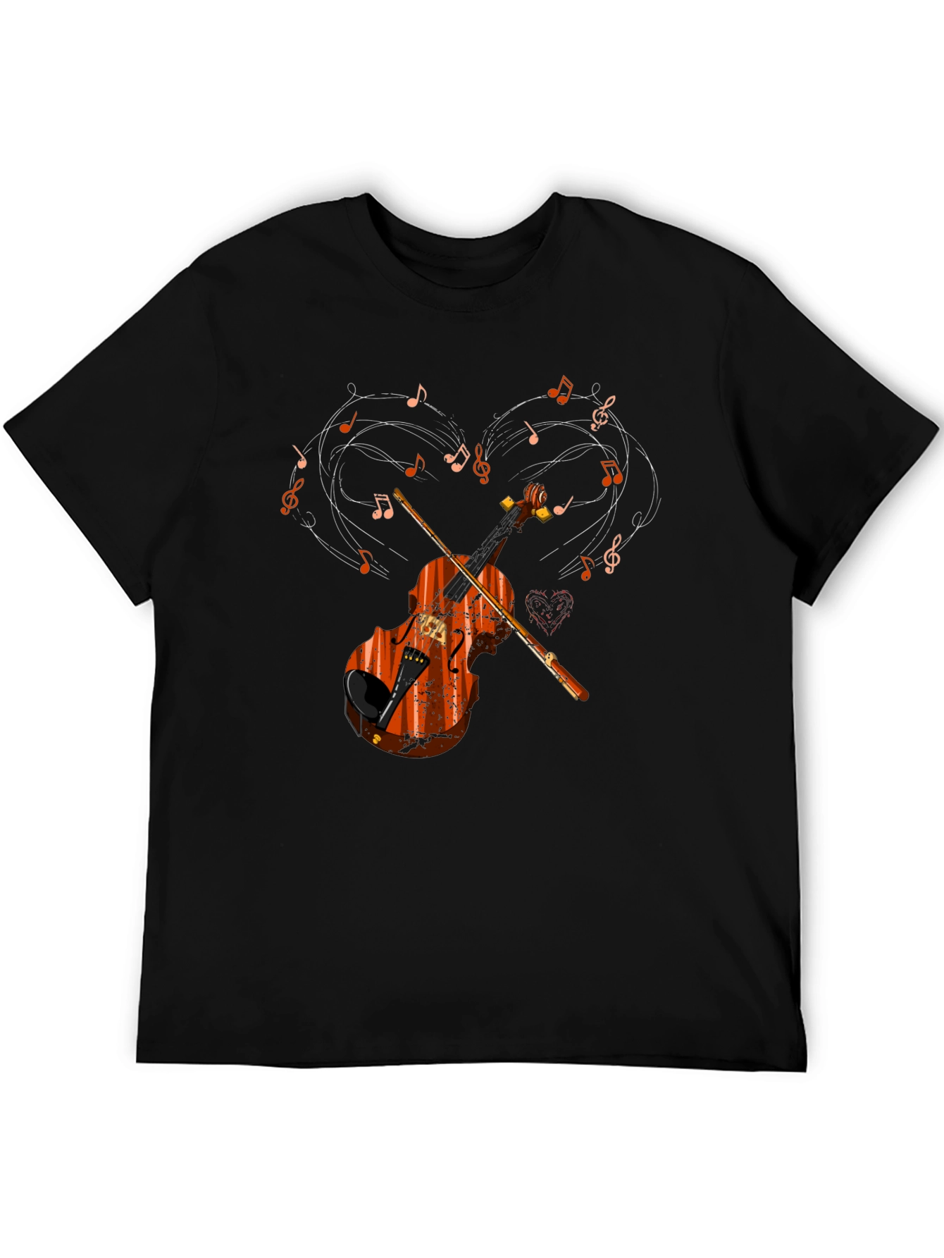 Violin Music Heart Graphic T-Shirt