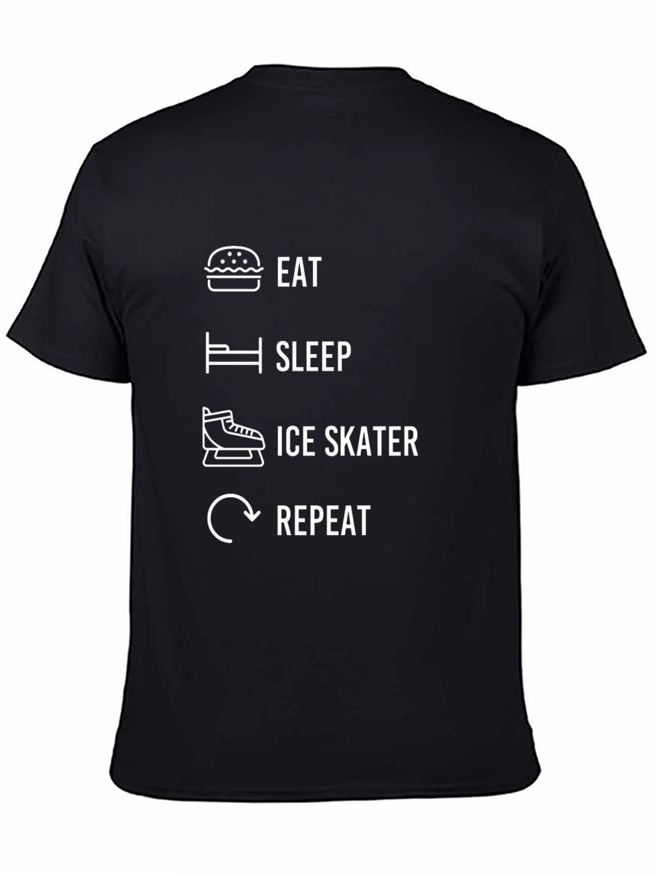 Eat Sleep Ice Skate Repeat Black Graphic T-Shirt