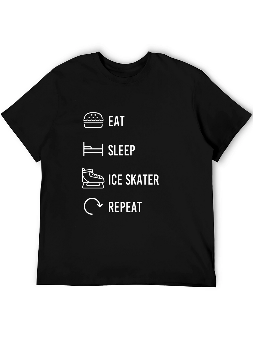 Eat Sleep Ice Skate Repeat Black Graphic T-Shirt