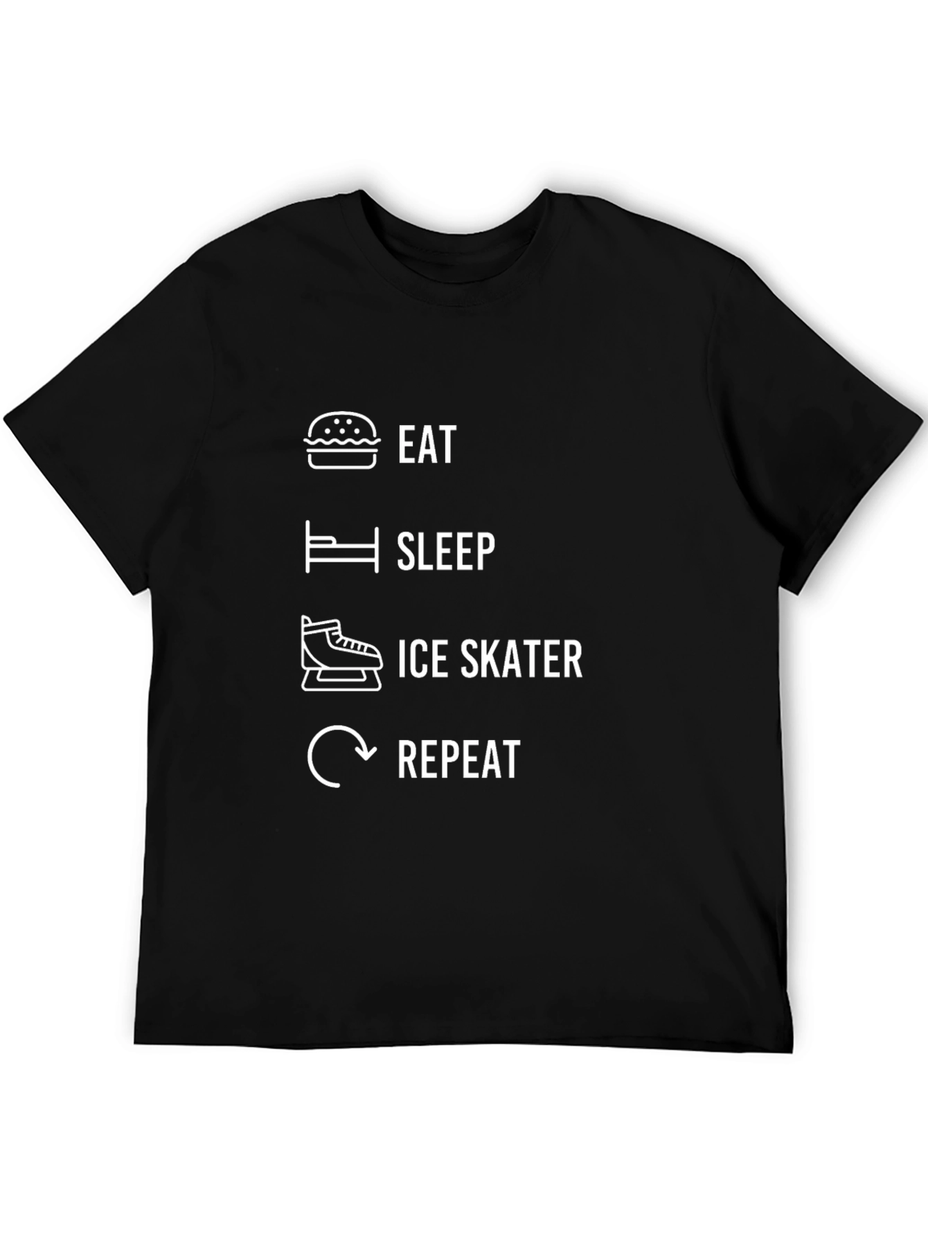 Eat Sleep Ice Skate Repeat Black Graphic T-Shirt