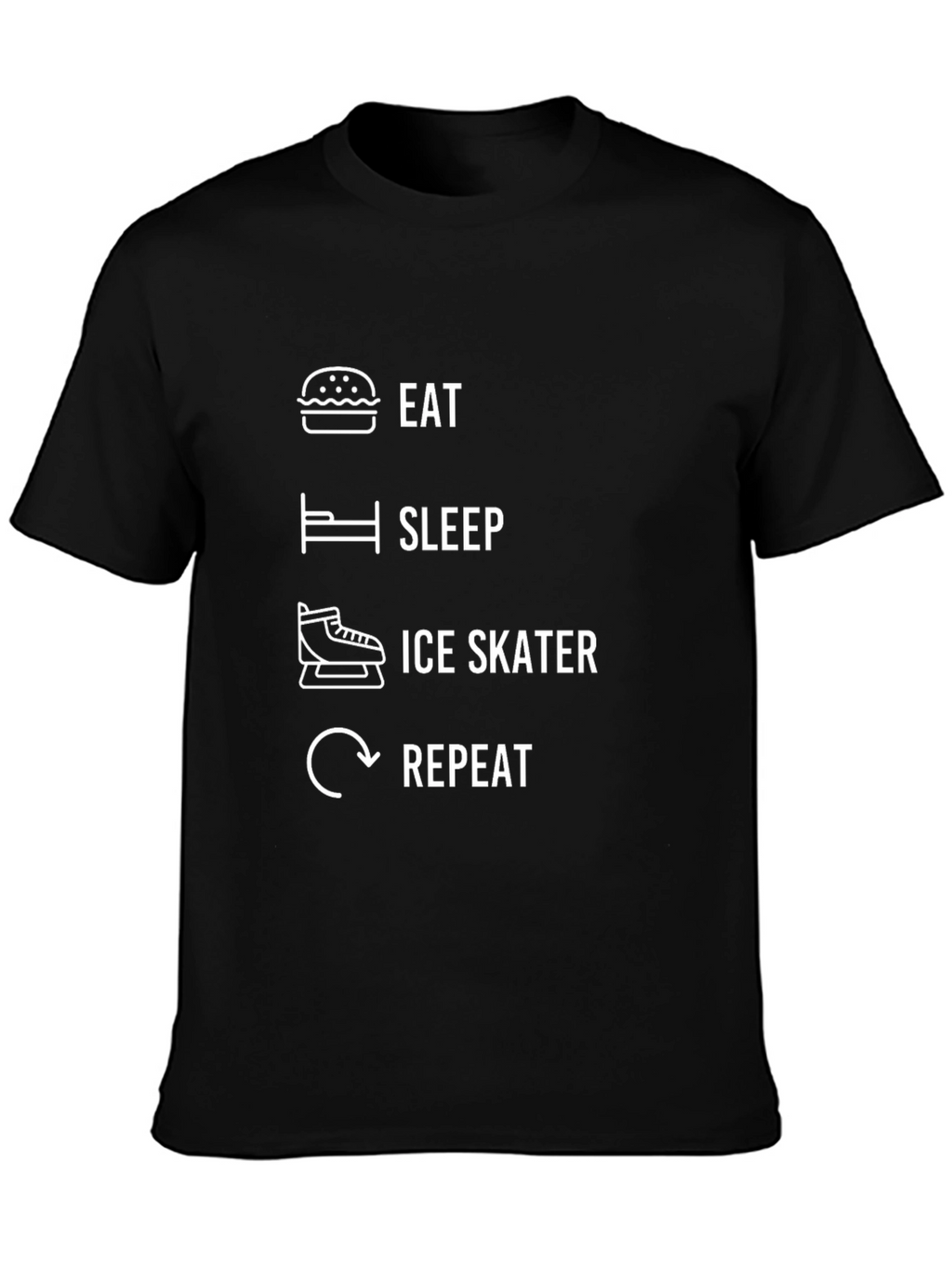 Eat Sleep Ice Skate Repeat Black Graphic T-Shirt