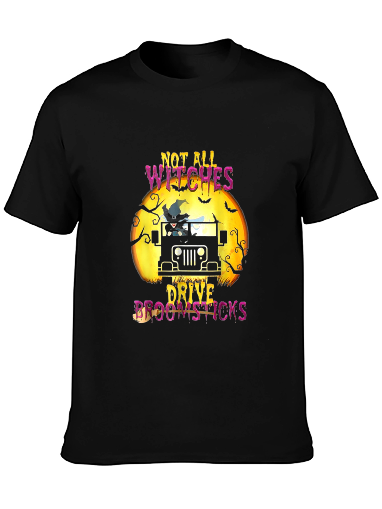 Halloween Witches Jeep Graphic T-Shirt