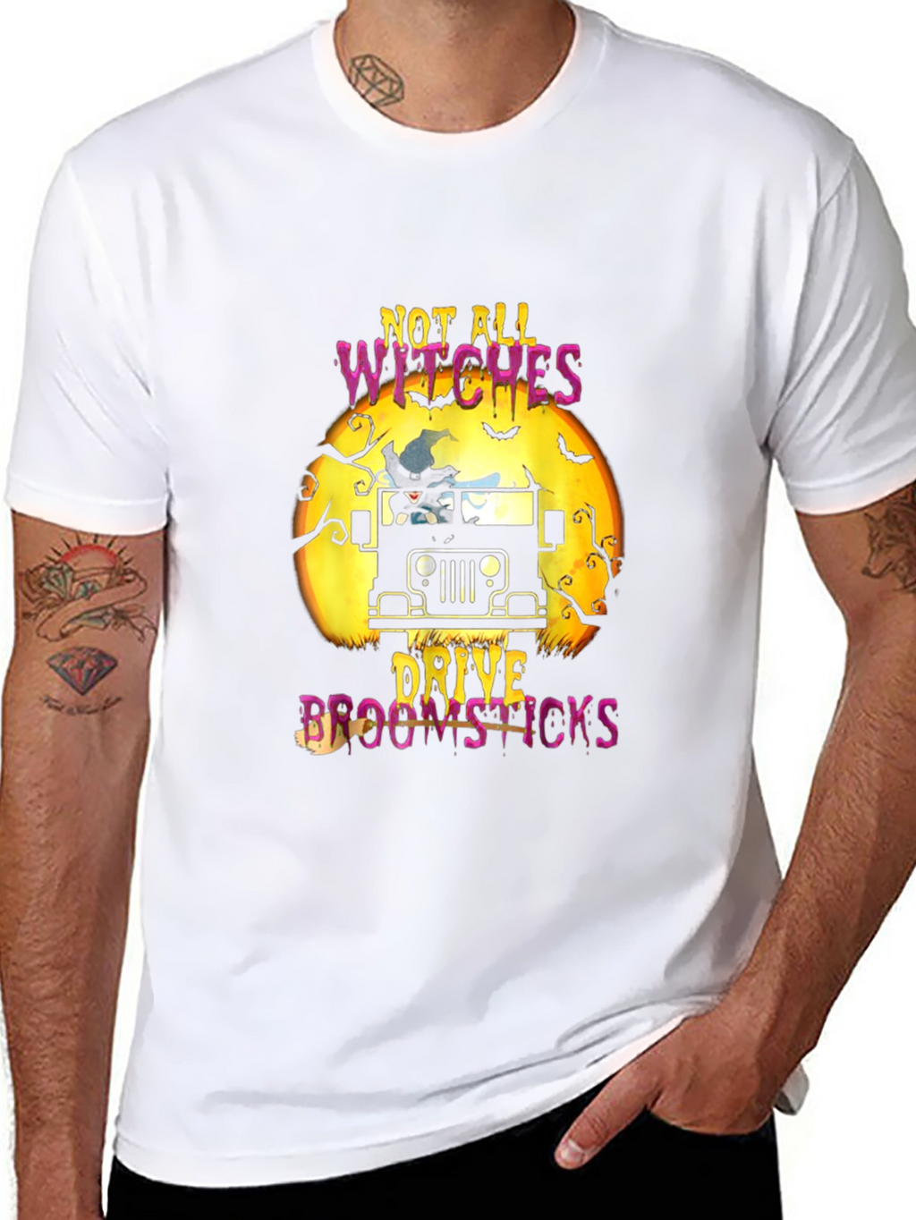 Halloween Witches Jeep Graphic T-Shirt