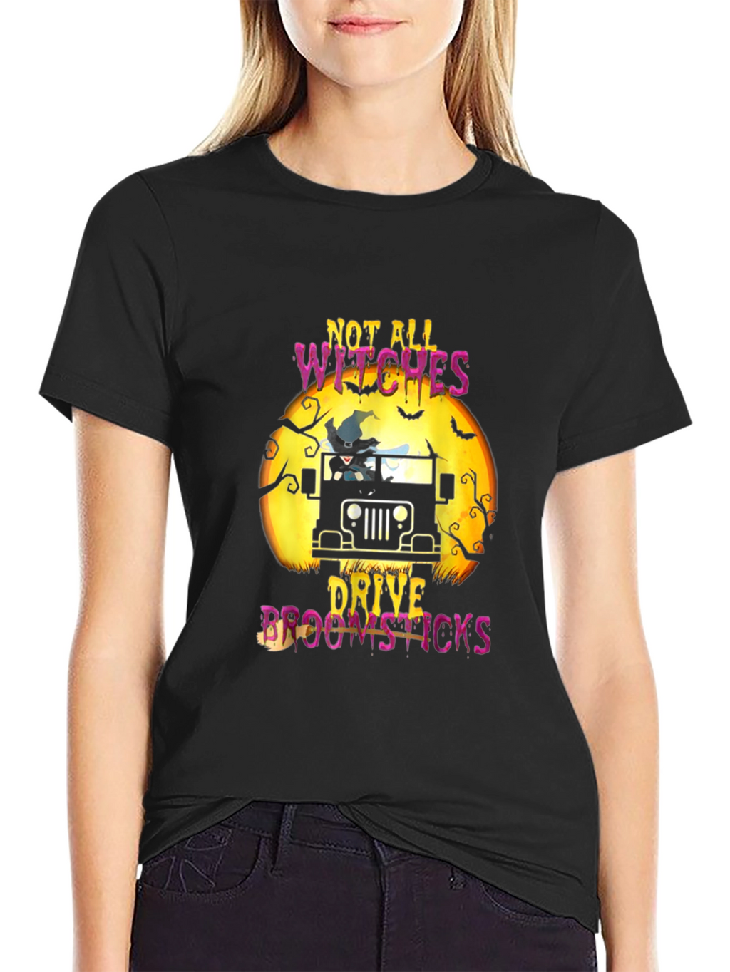 Halloween Witches Jeep Graphic T-Shirt