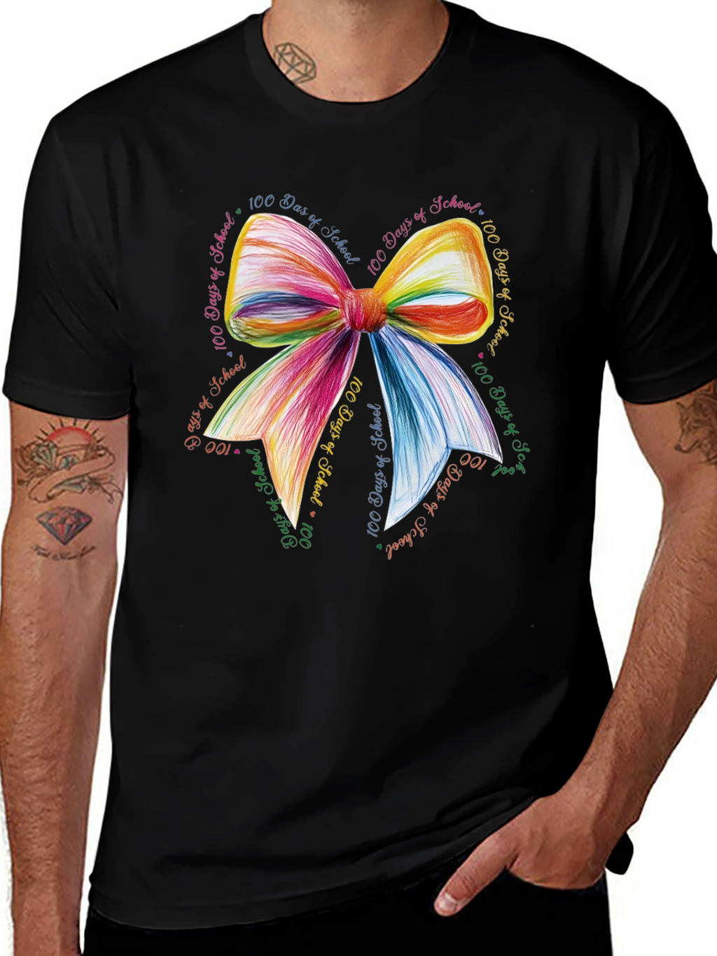 100 Days of School Rainbow Bow T-Shirt