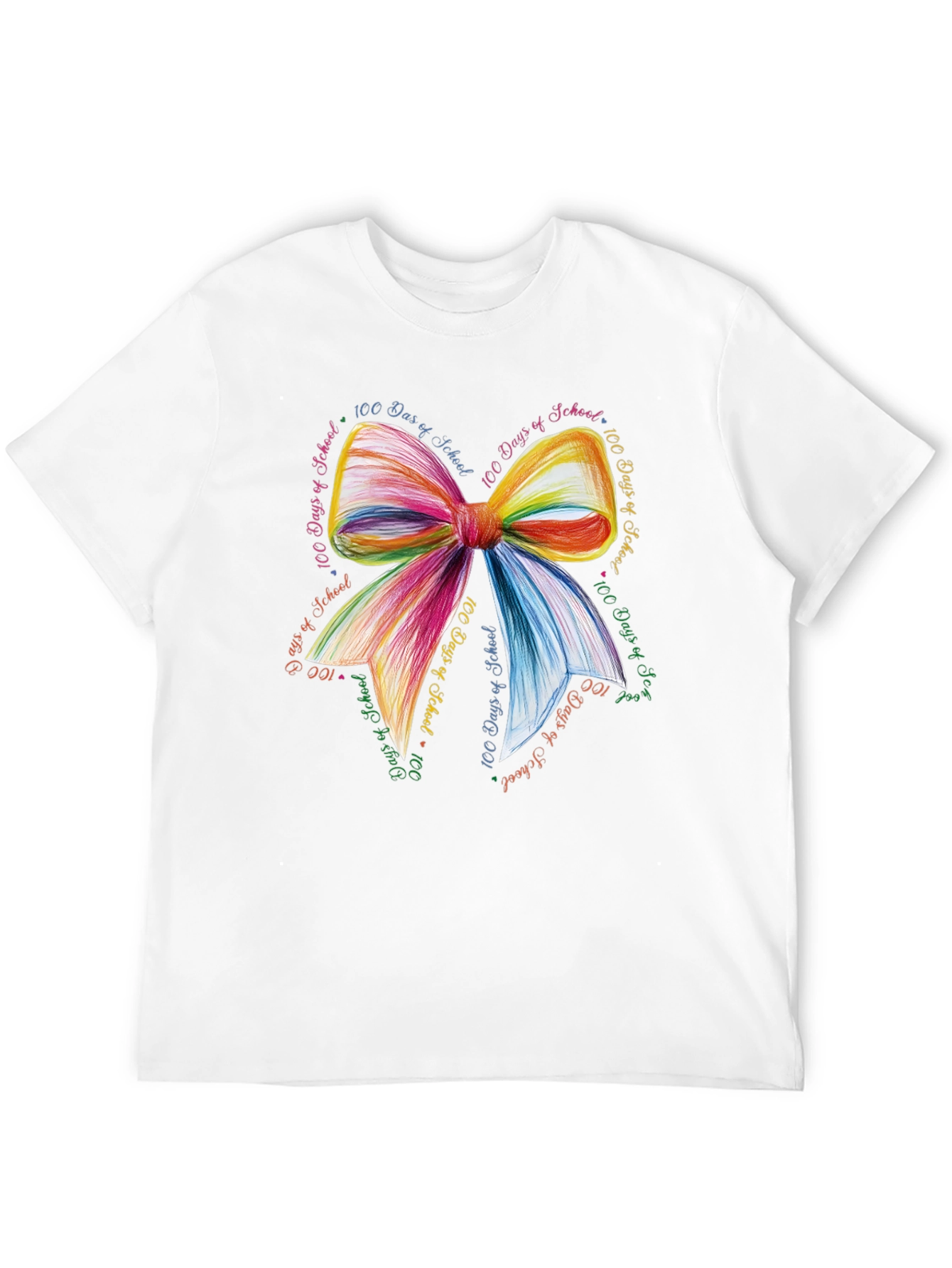 100 Days of School Rainbow Bow T-Shirt
