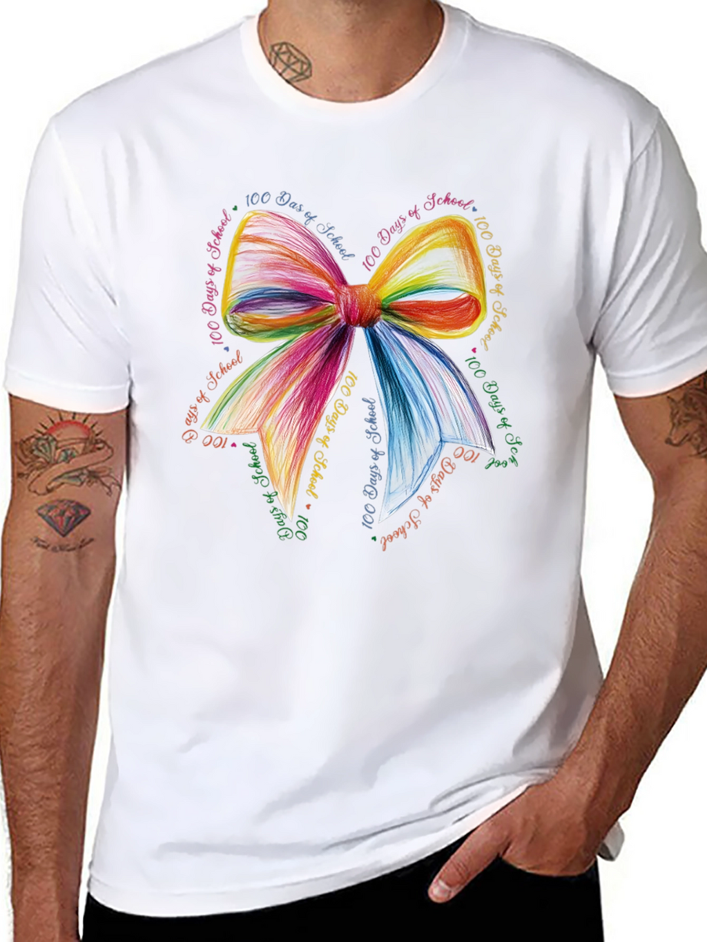 100 Days of School Rainbow Bow T-Shirt