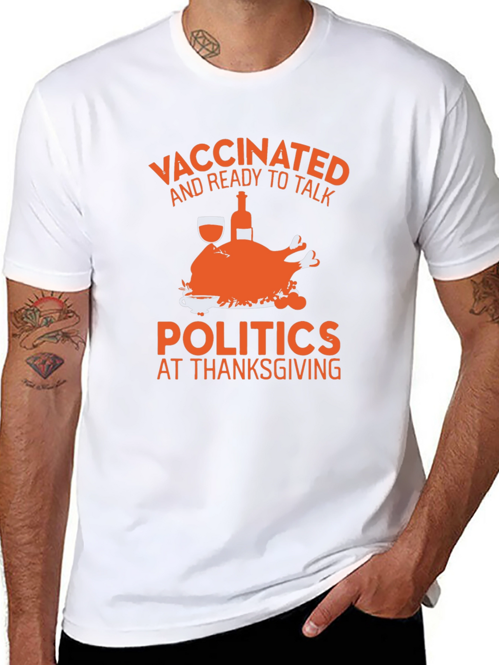 Vaccinated Thanksgiving Politics Tee