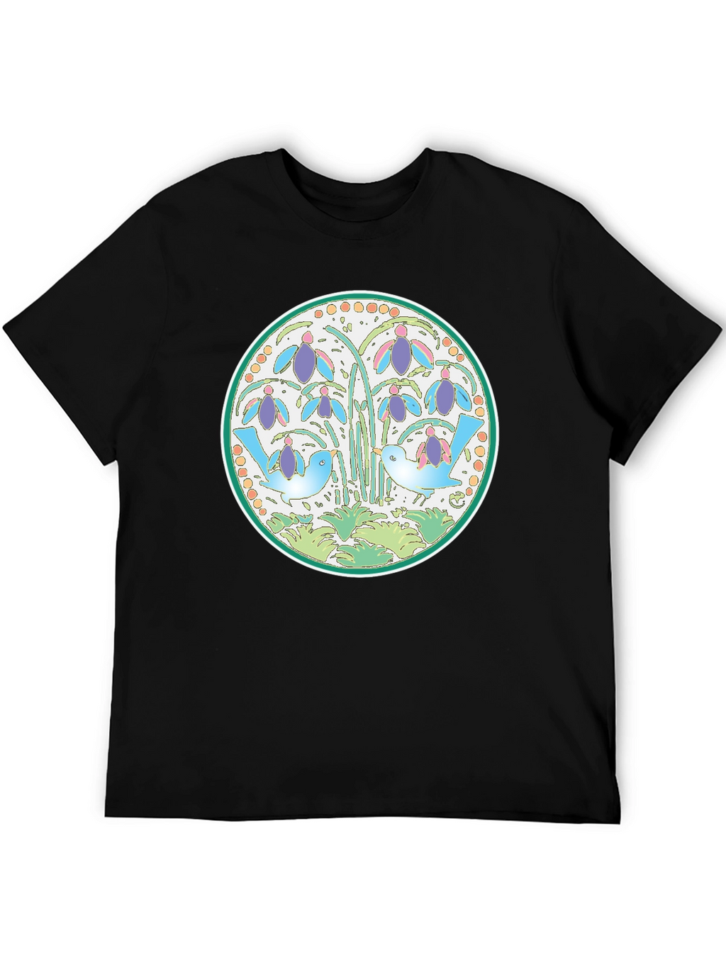 Nature Birds Graphic Tee - Black