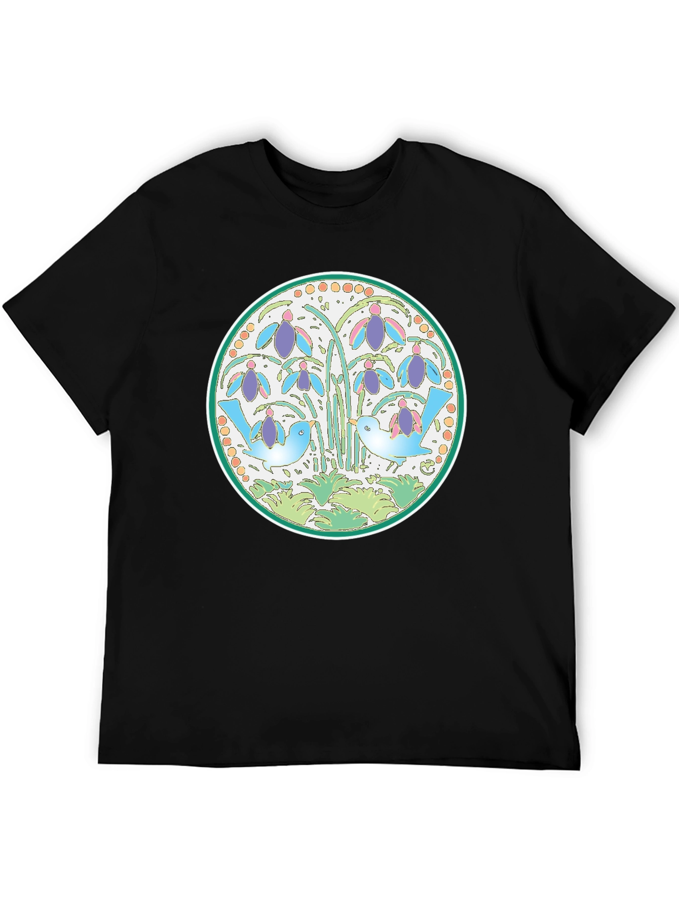 Nature Birds Graphic Tee - Black