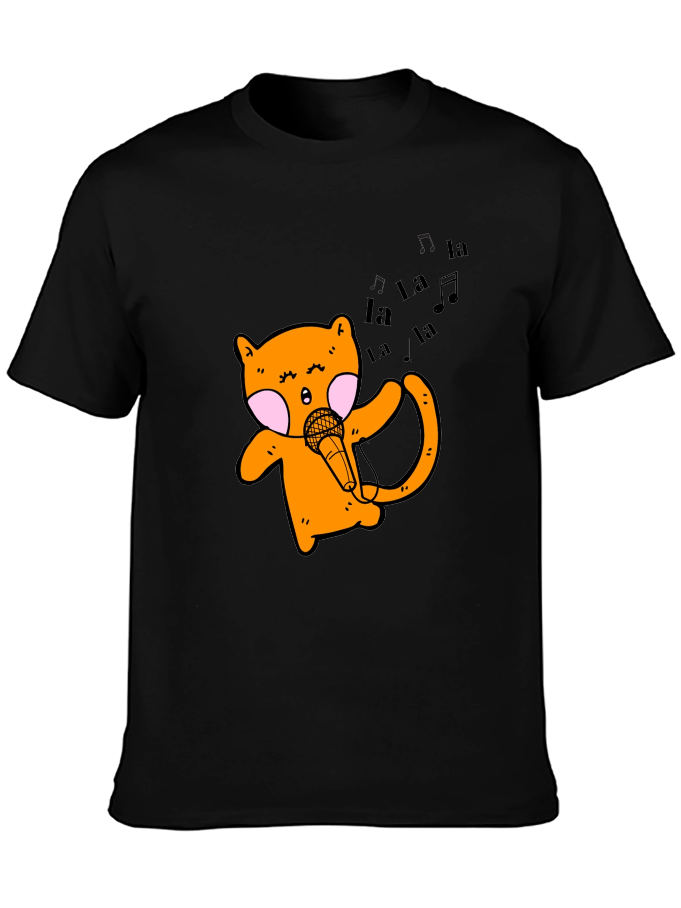 Singing Cat Graphic Tee - Black Unisex T-Shirt