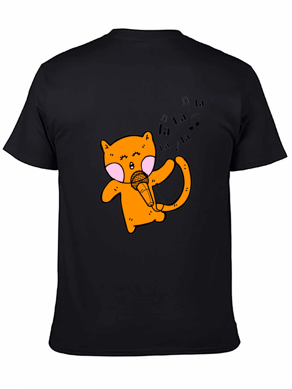Singing Cat Graphic Tee - Black Unisex T-Shirt