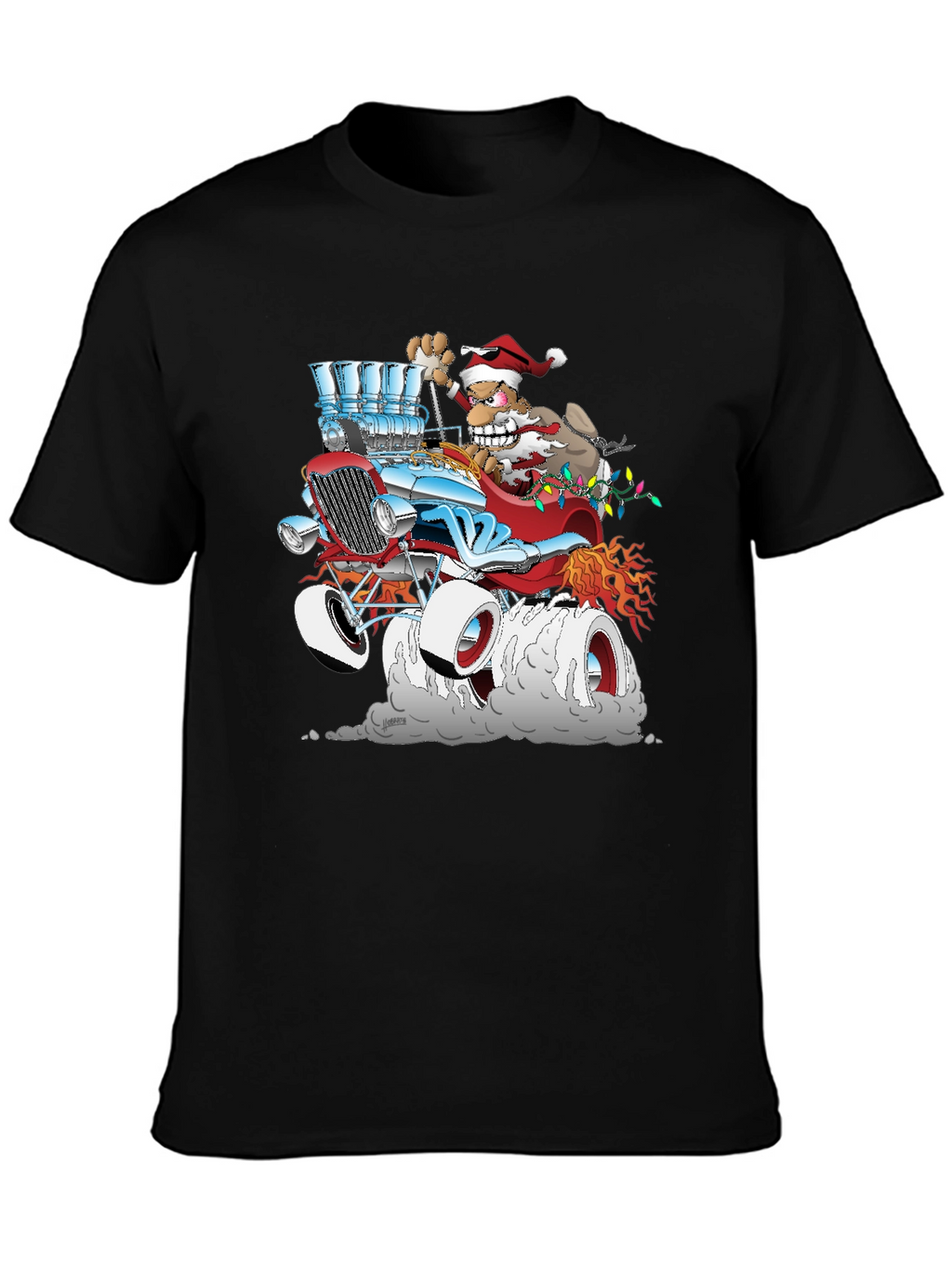 Santa Hot Rod Graphic T-Shirt