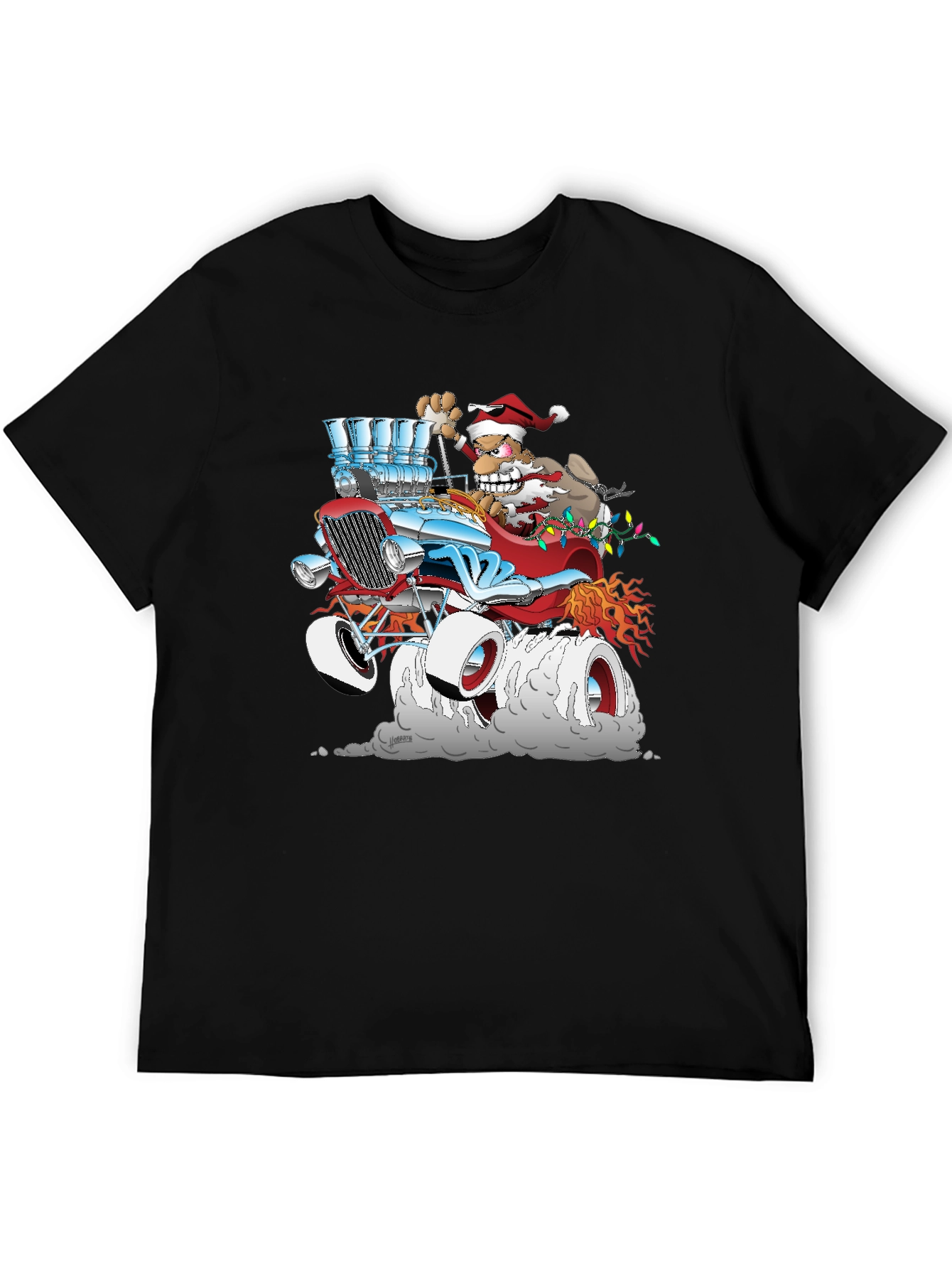 Santa Hot Rod Graphic T-Shirt