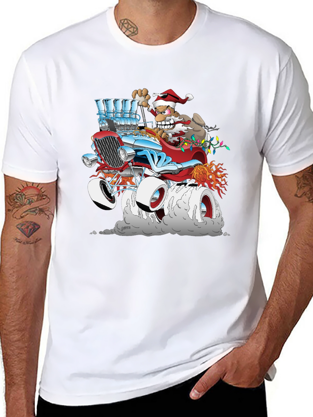 Santa Hot Rod Graphic T-Shirt