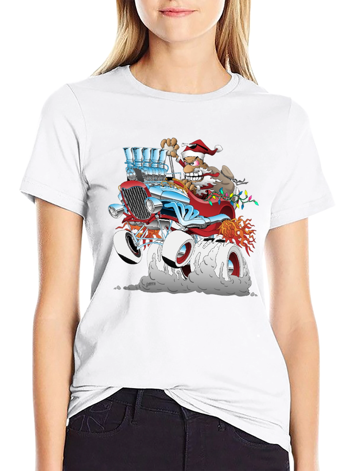 Santa Hot Rod Graphic T-Shirt