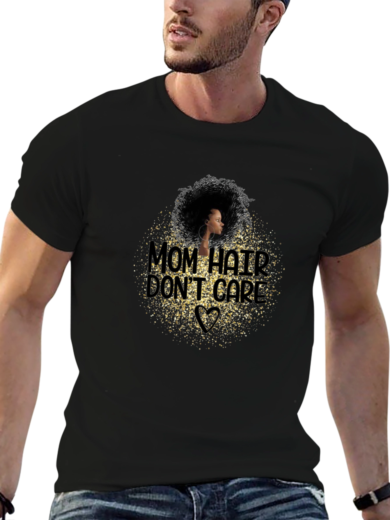 Mom Hair Dont Care Graphic T-Shirt - Black