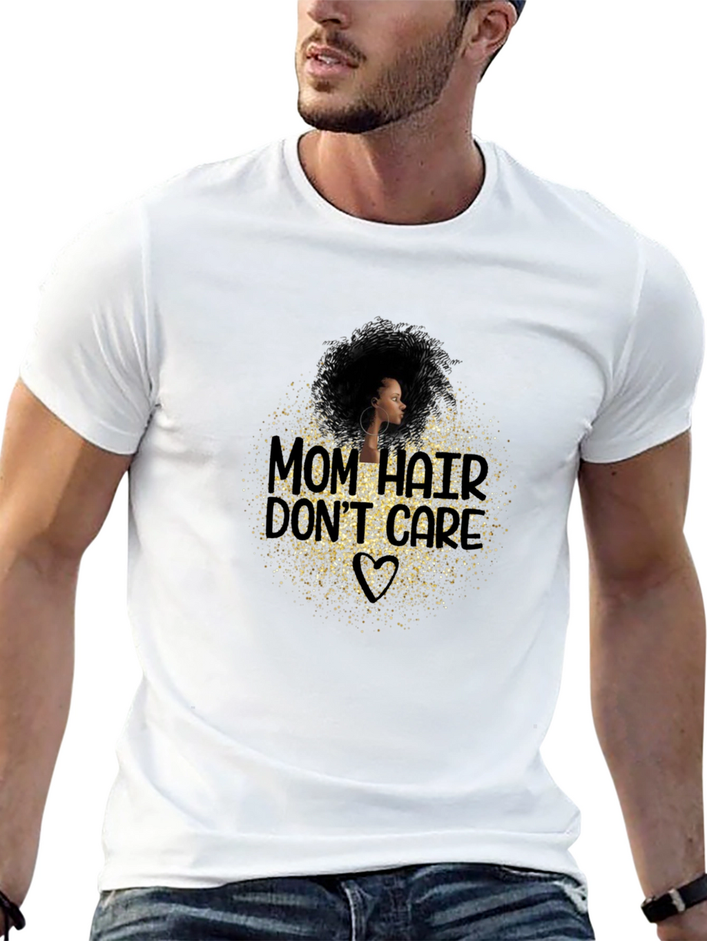 Mom Hair Dont Care Graphic T-Shirt - Black