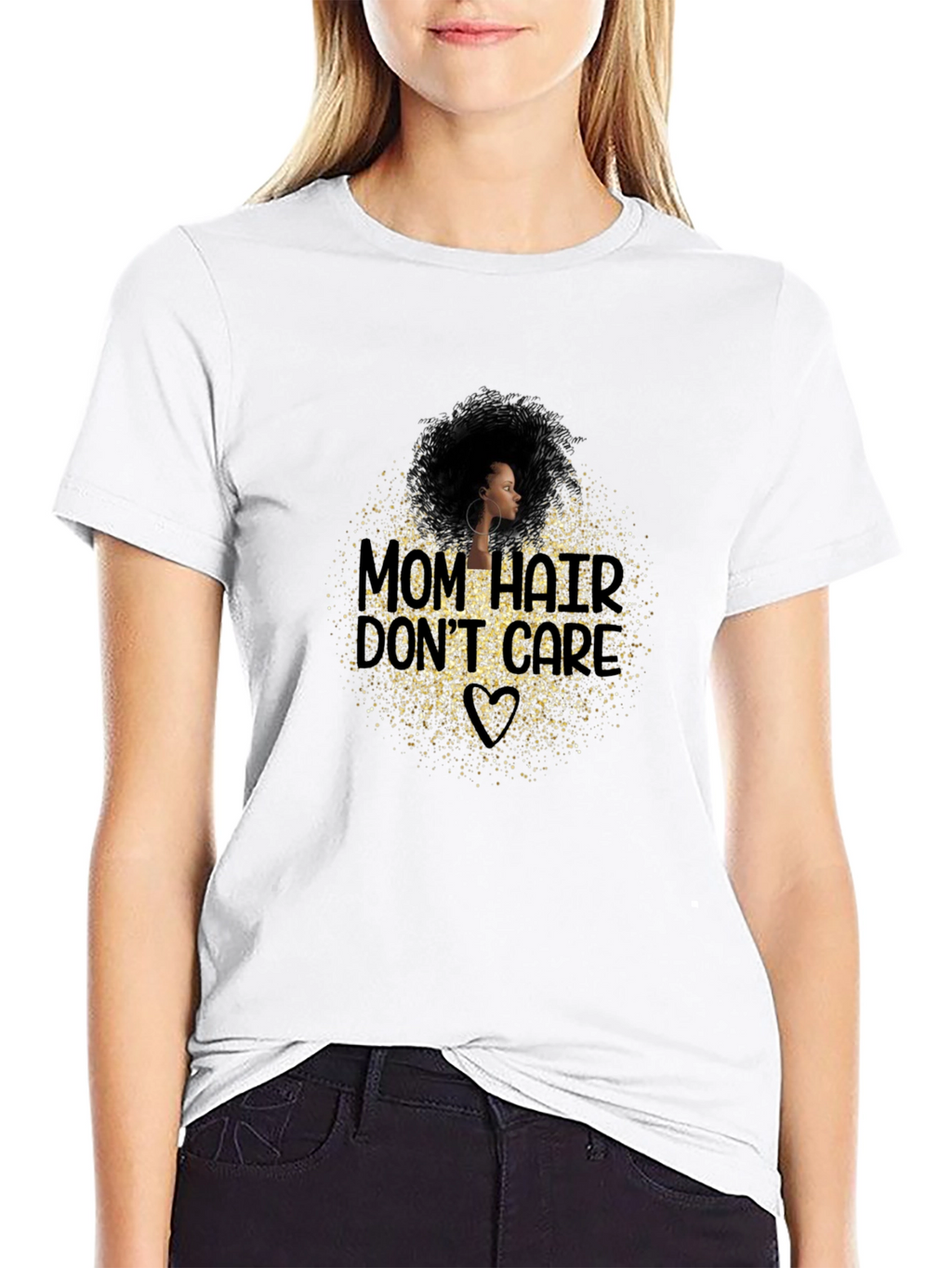 Mom Hair Dont Care Graphic T-Shirt - Black