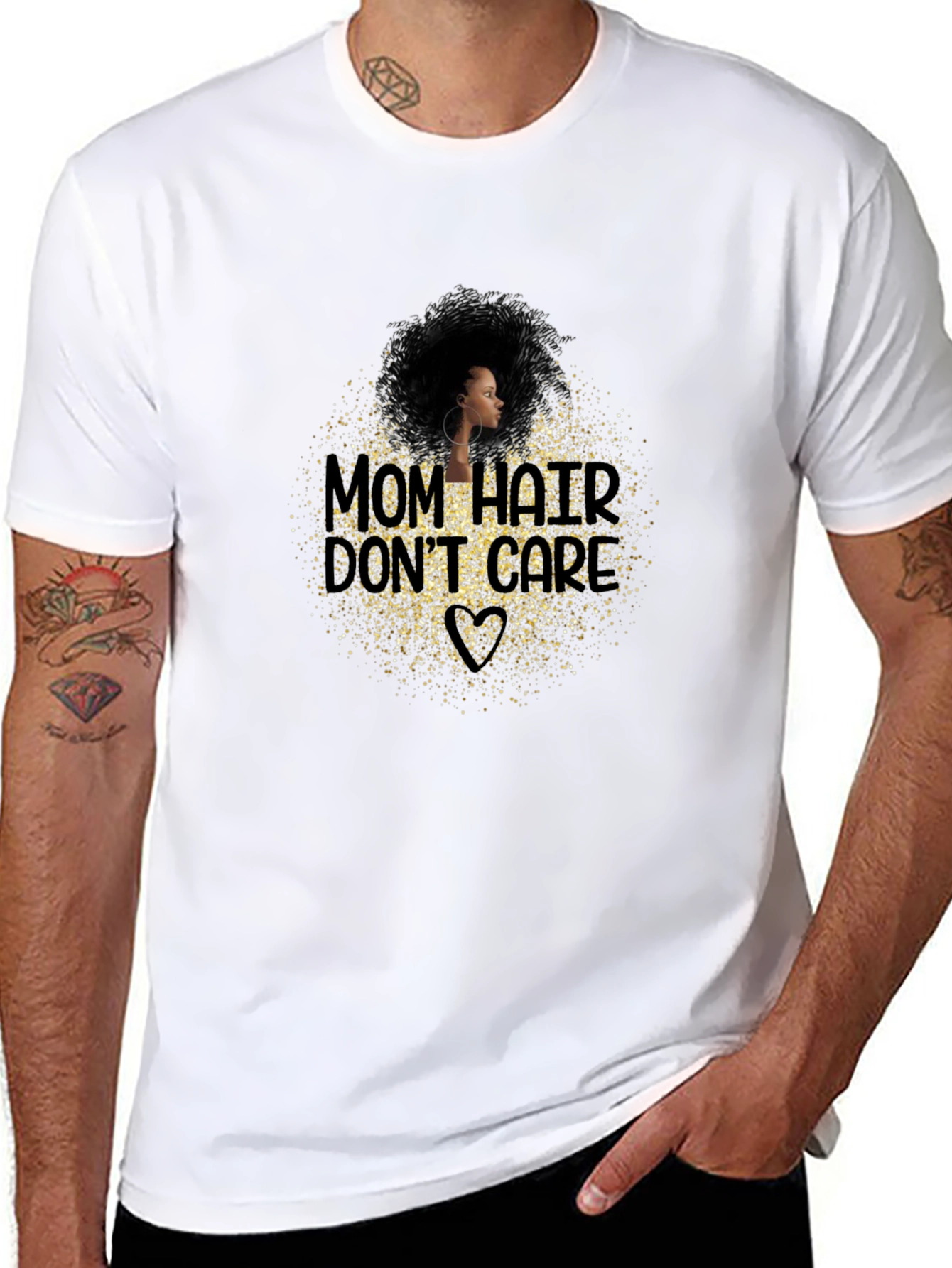 Mom Hair Dont Care Graphic T-Shirt - Black