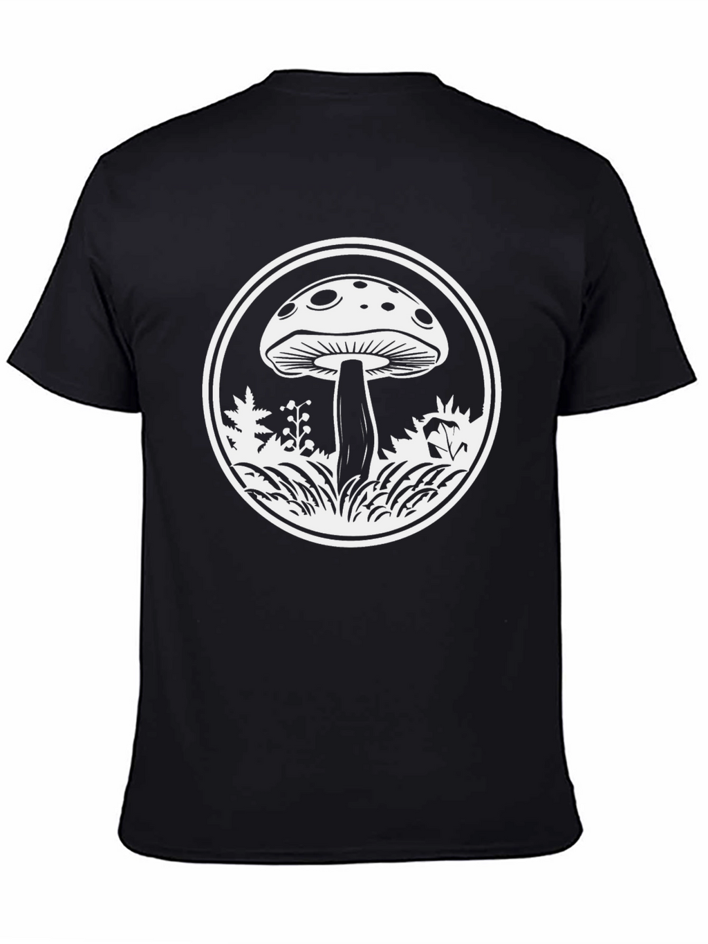 Mushroom Graphic Tee - Black Cotton Blend