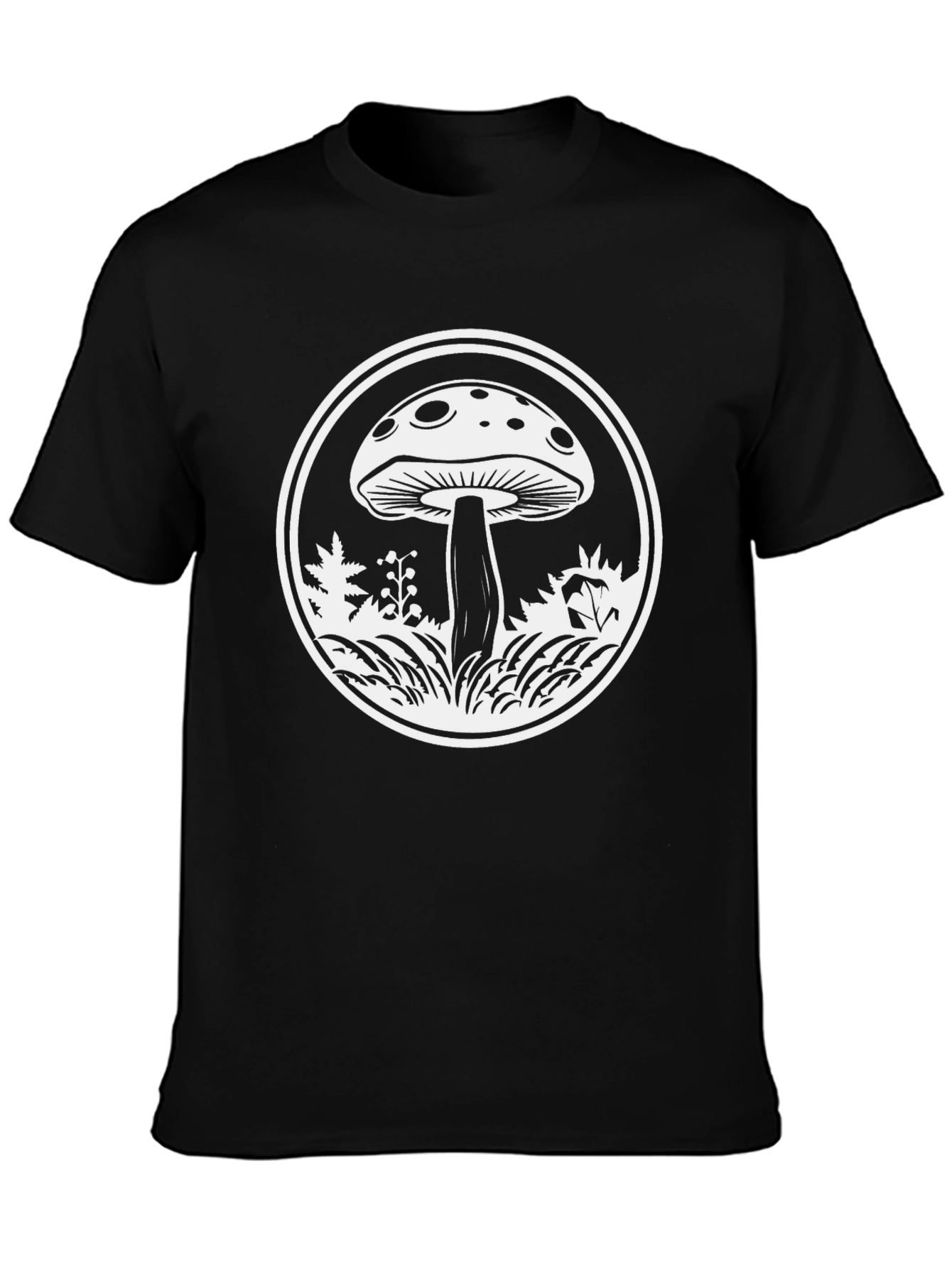 Mushroom Graphic Tee - Black Cotton Blend
