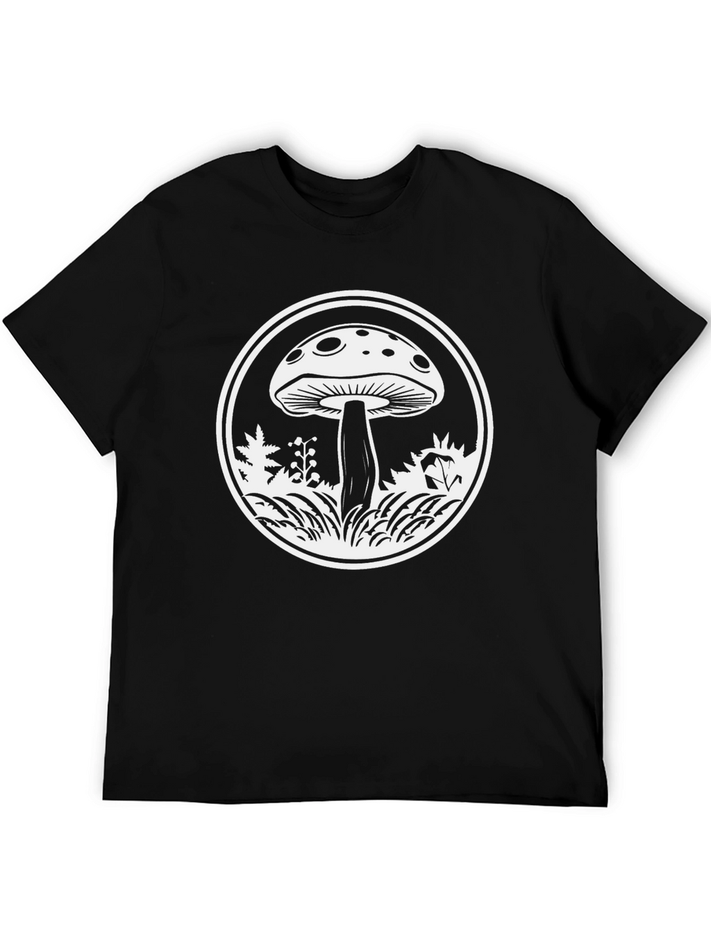 Mushroom Graphic Tee - Black Cotton Blend