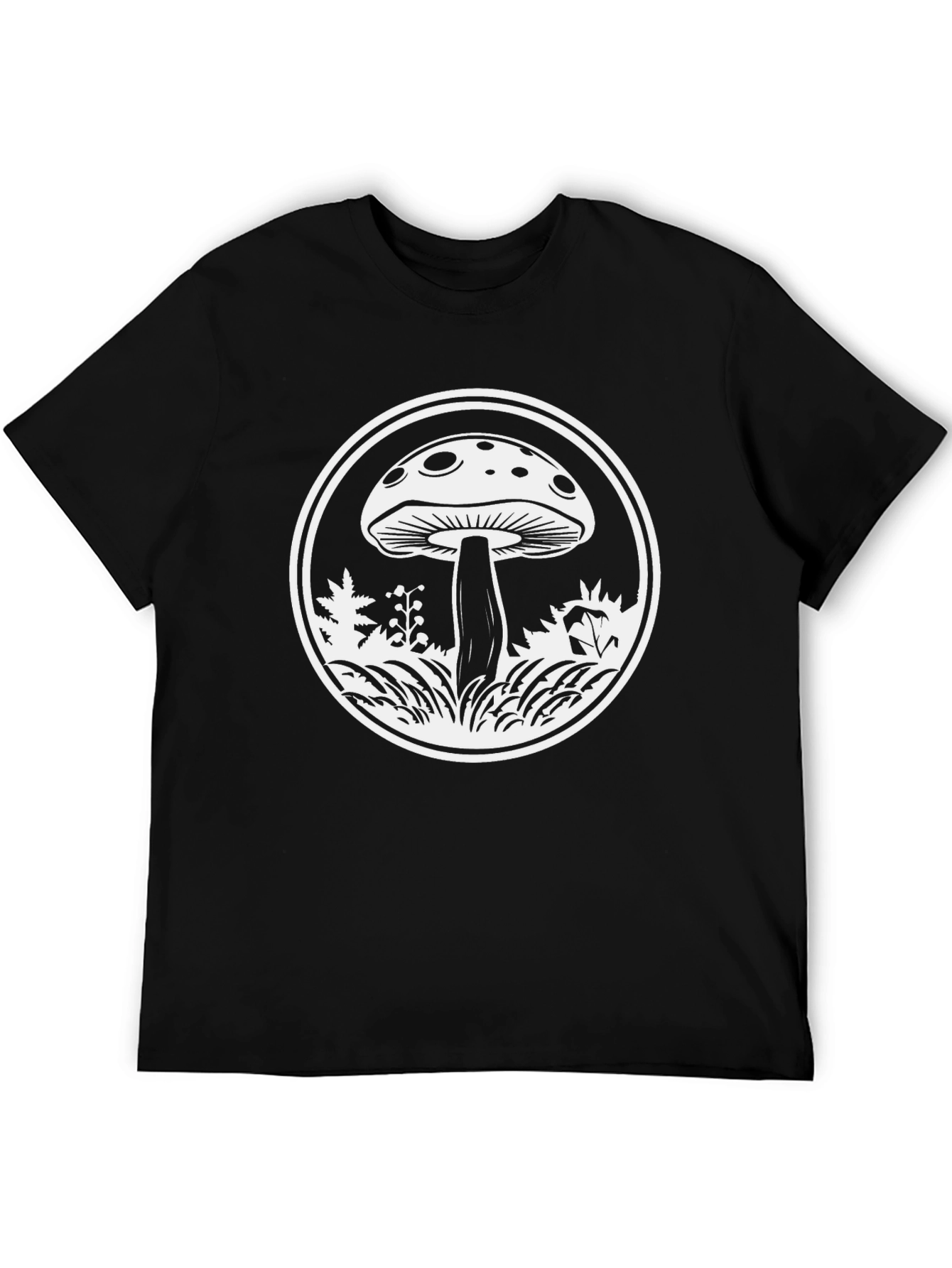 Mushroom Graphic Tee - Black Cotton Blend
