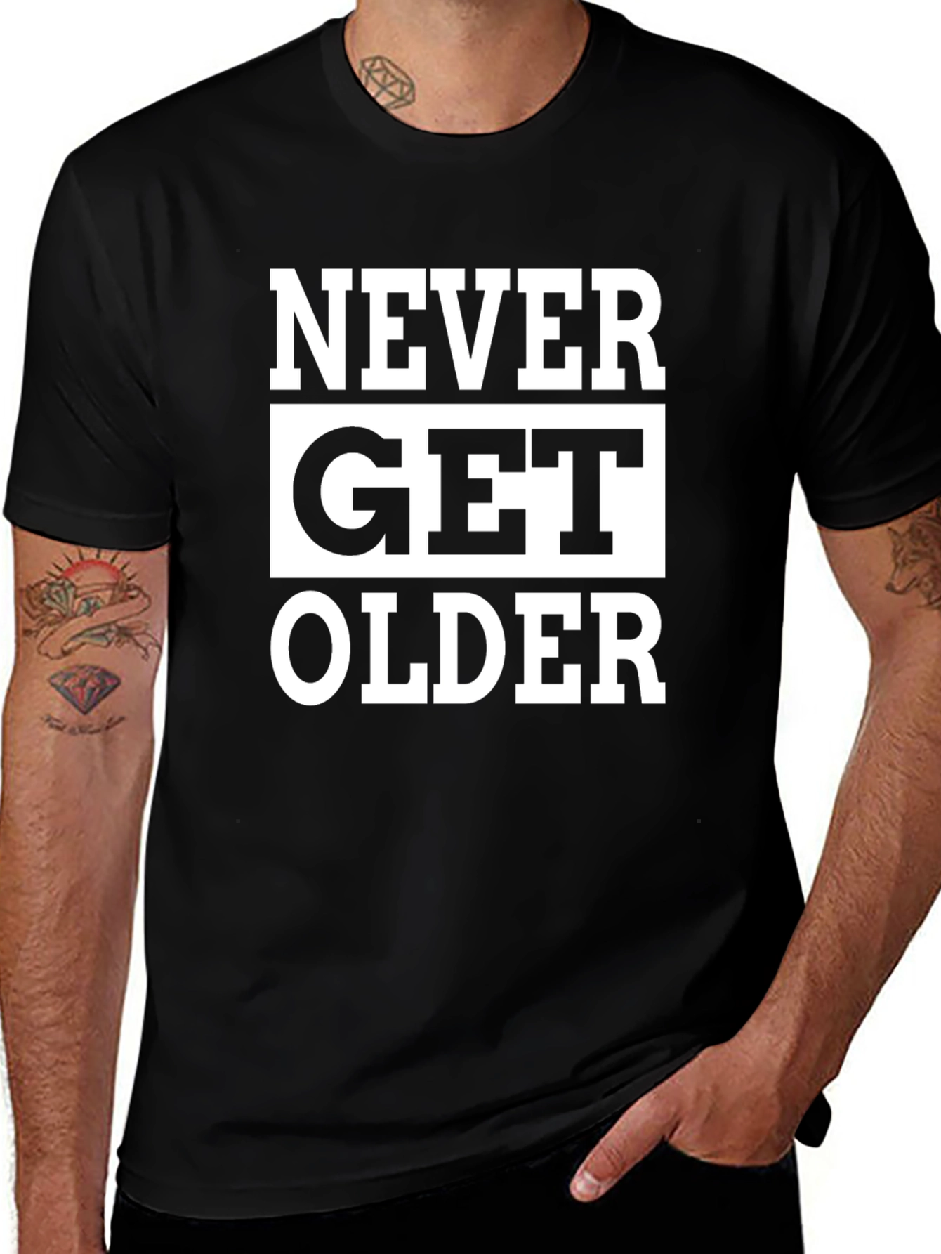 Never Get Older Graphic Tee - Black